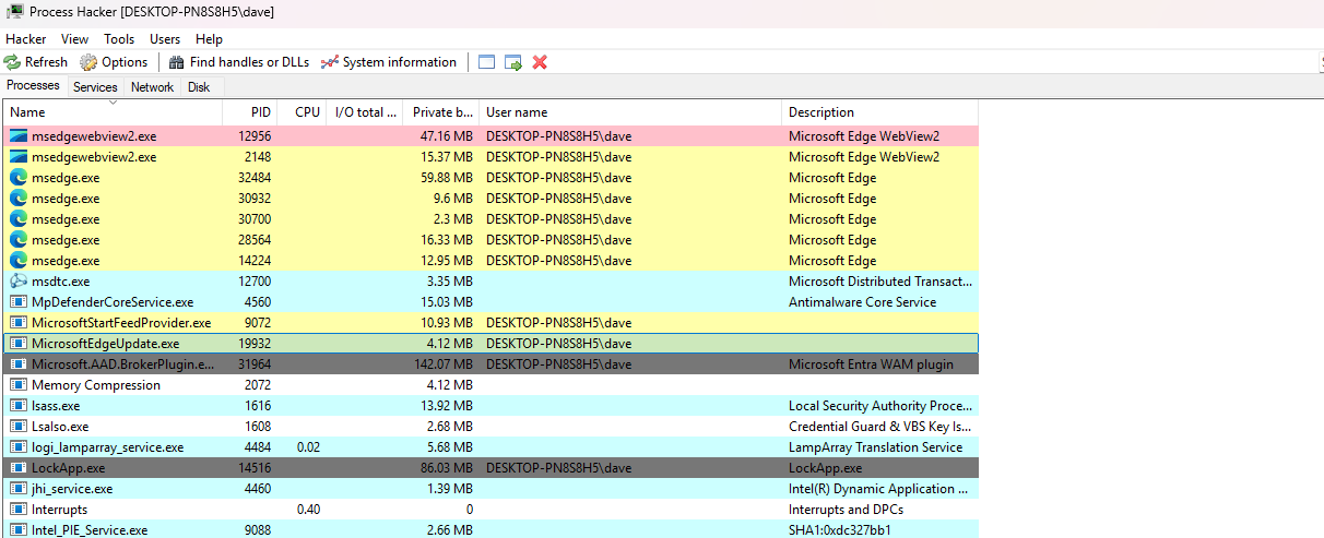 MicrosoftEdgeUpdate.exe process running on the victim's system