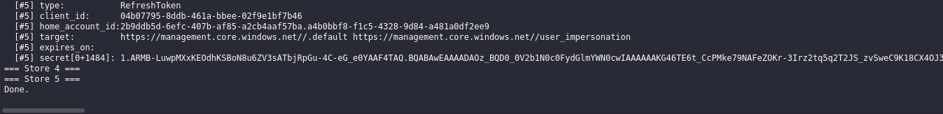 Azure CLI device code flow authentication writing refresh token to msal_token_cache.bin